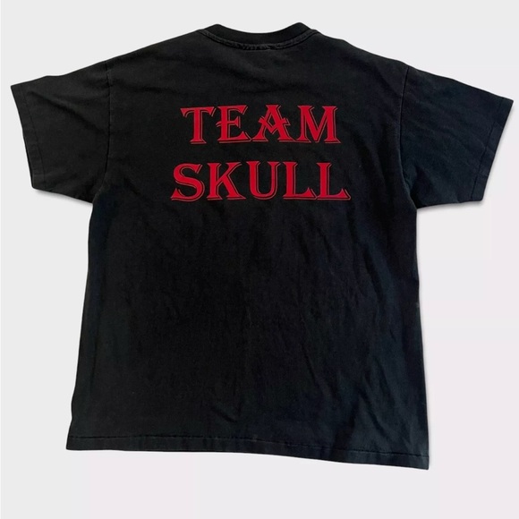 Vintage 90s Michael Bartone NHRA Drag Racing Team Skull Tshirt Size L Black EUC - Picture 3 of 6